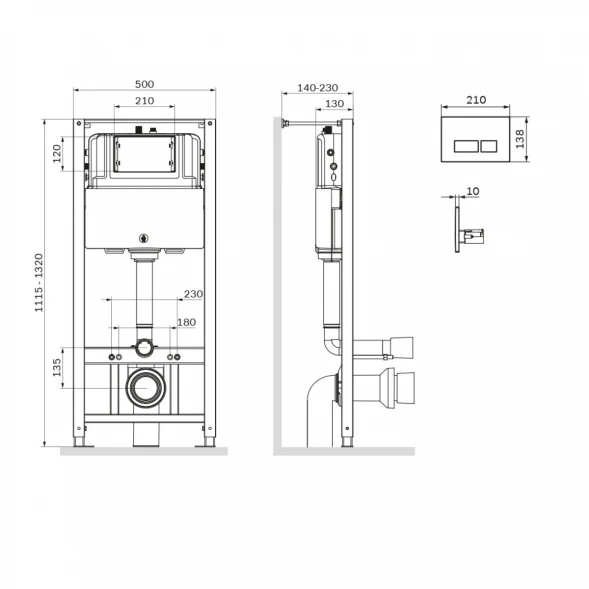 Инсталляция для унитаза Am.Pm Pro L I012704.9031 с кнопкой смыва, никель матовый