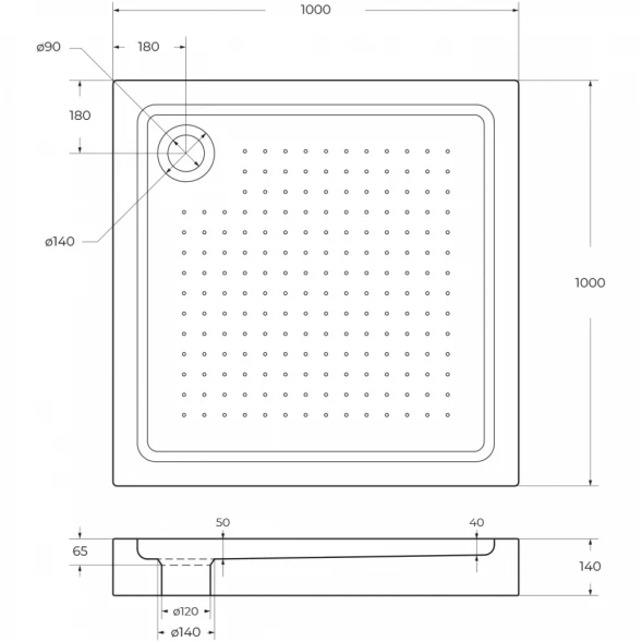 Душевой поддон BelBagno TRAY-BB-A-100-15-W 100x100 см, акриловый, квадратный, белый