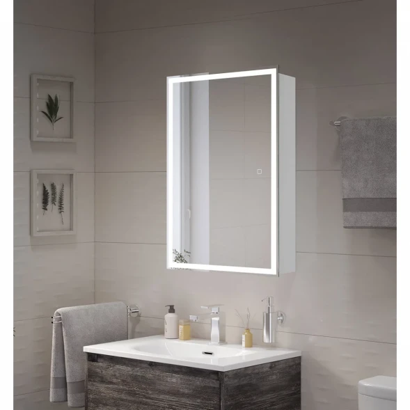 Зеркальный шкаф BelBagno SPC-GRT-500/800-1A-LED-TCH 50x80 см L/R, с LED-подсветкой, сенсорным выключателем, белый