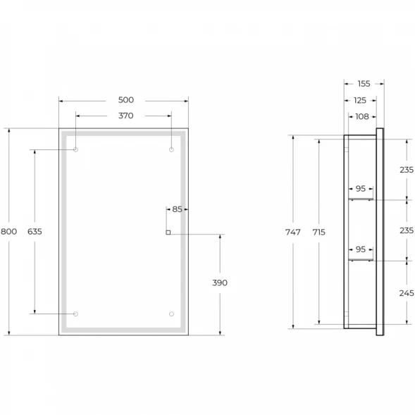 Зеркальный шкаф BelBagno SPC-GRT-500/800-1A-LED-TCH 50x80 см L/R, с LED-подсветкой, сенсорным выключателем, белый