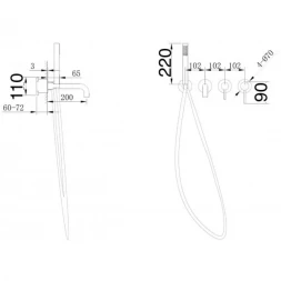 Смеситель для ванны Grocenberg GB5070MG встраиваемый, с душевым гарнитуром, золотой матовый