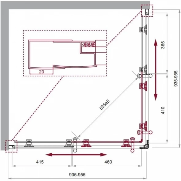 Душевой уголок 95x95 см BelBagno Uno UNO-195-A-2-95-P-Cr текстурное стекло