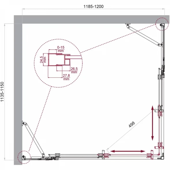 Душевой уголок BelBagno Luce LUCE-AH-22-120/115-C-Cr 120x115 см, профиль хром, стекло прозрачное
