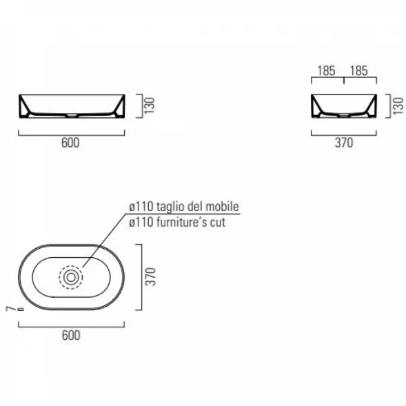 Раковина 60x37 см GSI Kube X 945804