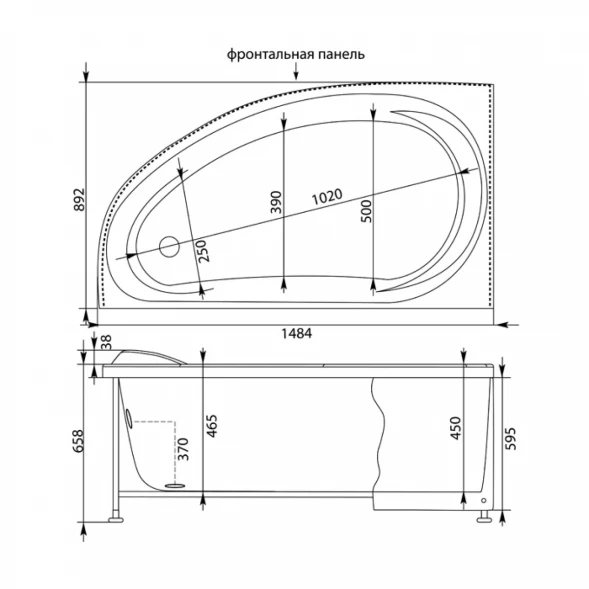 Акриловая ванна 148,4x89,2 см левая Aquanet Maldiva 00205519