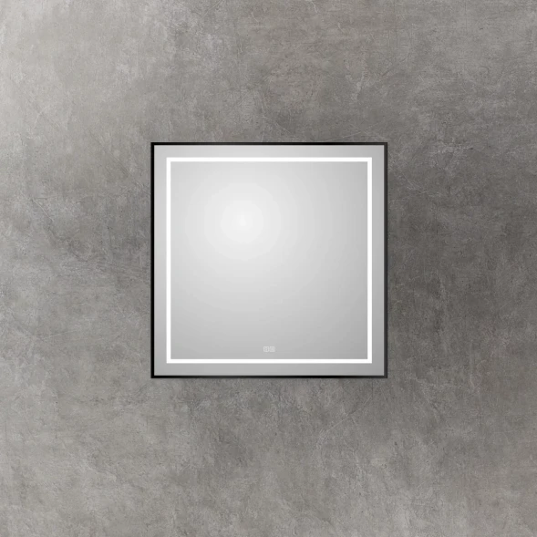 Зеркало BelBagno Kraft SPC-KRAFT-800-800-LED-TCH-WARM-NERO 80x80 см, с LED-подсветкой, сенсорным выключателем, антизапотеванием, черный