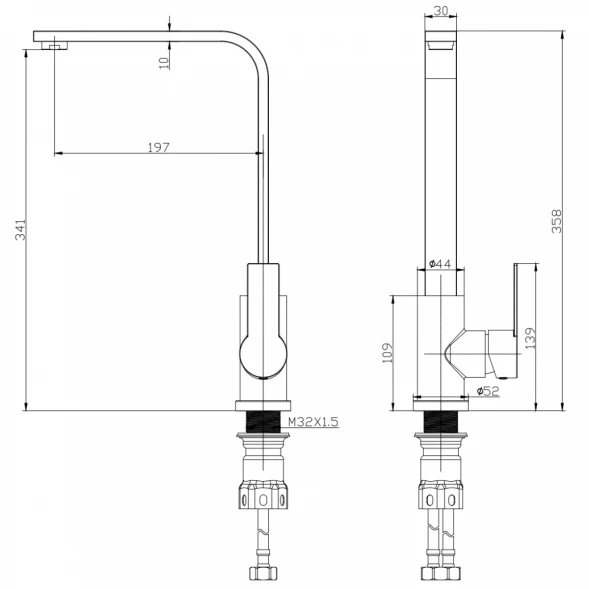 Смеситель для кухни Wonzon &amp; Woghand WW-AE4550-BS никель матовый