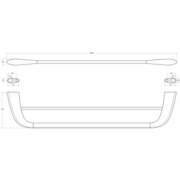 Полотенцедержатель Cezares Liner LINER-THD-60-01 60 см, двойной, хром