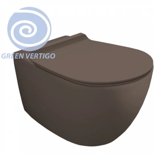 Унитаз подвесной Simas Vignoni VI18VERT moka matt безободковый, торнадо, коричневый матовый