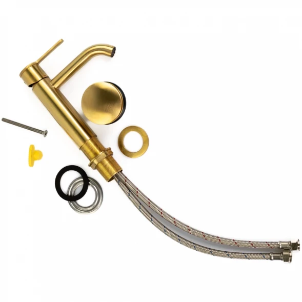 Смеситель для раковины Emmevi Filobrass 85003/ORS с донным клапаном, Золото матовый