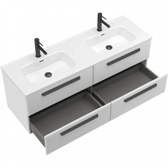 Тумба под раковину Cezares Eco ECO-CER-N-1400-4C-SO-2-BL 140 см, подвесная, Bianco Lucido