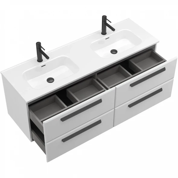 Тумба под раковину Cezares Eco ECO-CER-N-1400-4C-SO-2-BL 140 см, подвесная, Bianco Lucido
