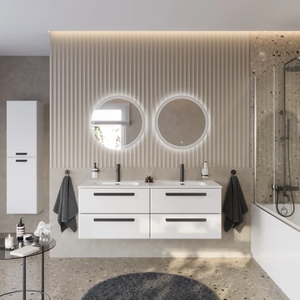 Тумба под раковину Cezares Eco ECO-CER-N-1400-4C-SO-2-BL 140 см, подвесная, Bianco Lucido