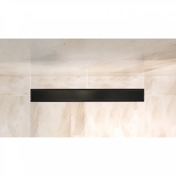 Душевой трап (лоток) BelBagno Luce BB-LD-LUCE-90-NERO 83,96 см, с решеткой, 2 в 1 под плитку, черный матовый