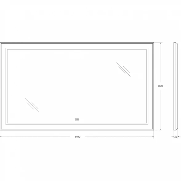Зеркало BelBagno Kraft SPC-KRAFT-1400-800-LED-TCH-WARM-NERO 140x80 см, с LED-подсветкой, сенсорным выключателем, антизапотеванием, черный