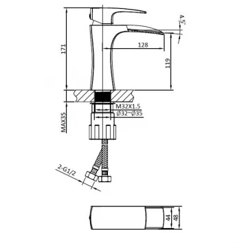 Смеситель для раковины AltroBagno Cascata AltroBagnoCascata0111BiCr