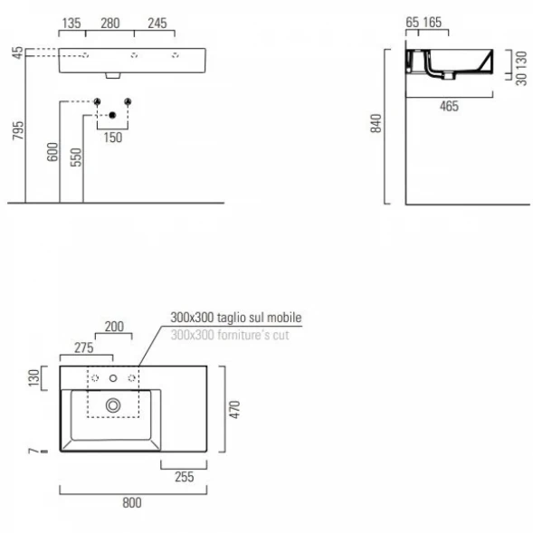 Раковина 80x47 см GSI Kube X 9456111
