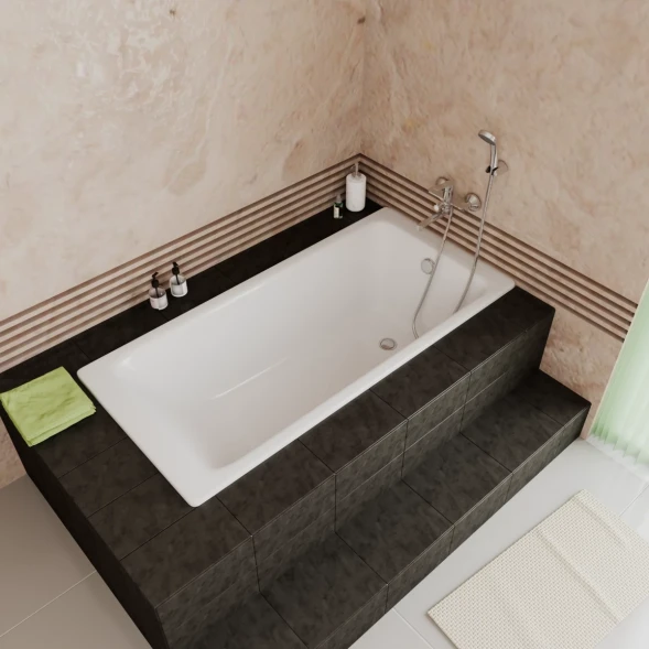 Ванна чугунная Delice Parallel DLR220503RB-AS 150x70 см, с ручками, антискользящим покрытием, белый