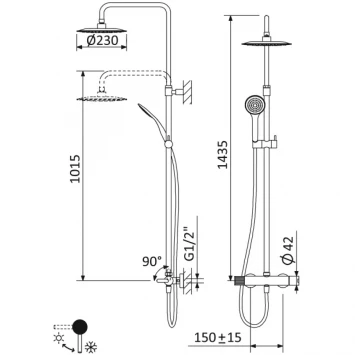 Душевая система 230 мм Cezares Leaf LEAF-CDA-23-L-NOP