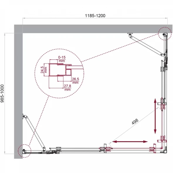 Душевой уголок BelBagno Luce LUCE-AH-22-120/100-P-Cr 120x100 см, профиль хром, стекло текстурное