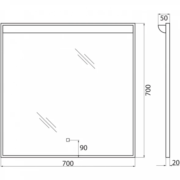 Зеркало 70x70 см BelBagno Uno SPC-UNO-700-700-TCH