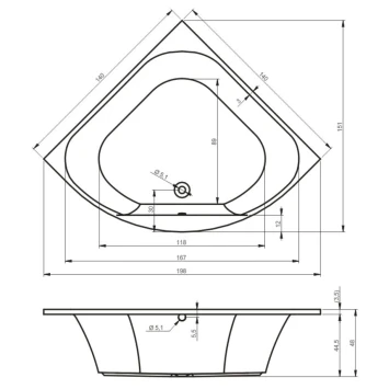 Акриловая ванна 140x140 см Riho Atlanta BB7000500000000