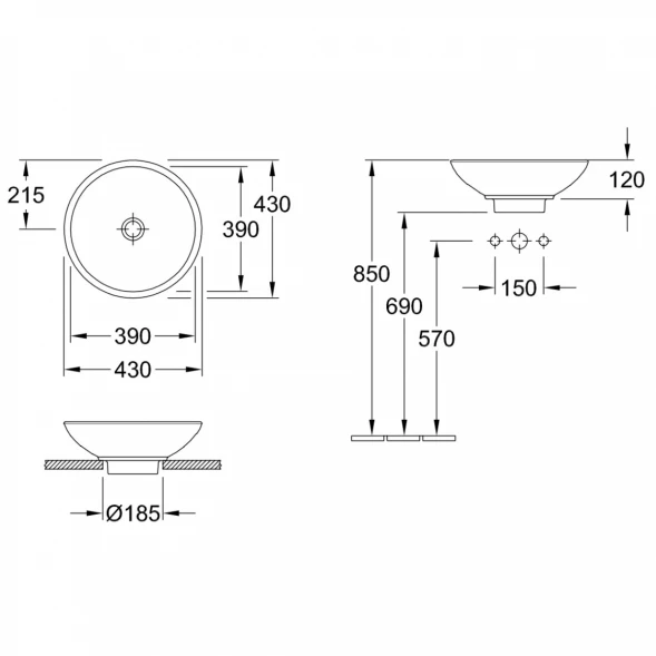 Раковина-чаша 43x43 см Villeroy &amp; Boch Loop &amp; Friends 51440101