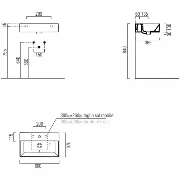 Раковина 60x37 см GSI Kube X 9454111