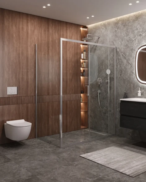 Душевой уголок Cezares Molveno MOLVENO-AH-11-160/90-C-Cr-IV 160x90 см, профиль хром, стекло прозрачное