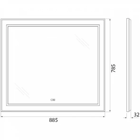 Зеркало 88,5x78,5 см BelBagno Kraft SPC-KRAFT-885-785-TCH-WARM