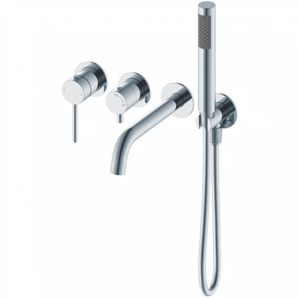 Смеситель для ванны Wonzon &amp; Woghand Stick WW-889017-CR встраиваемый, с душевым гарнитуром, хром