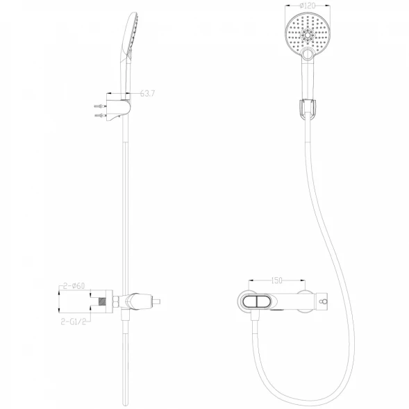 Смеситель для ванны Wonzon &amp; Woghand Muse Corno WW-A30902-BG с душевым гарнитуром, золотой матовый