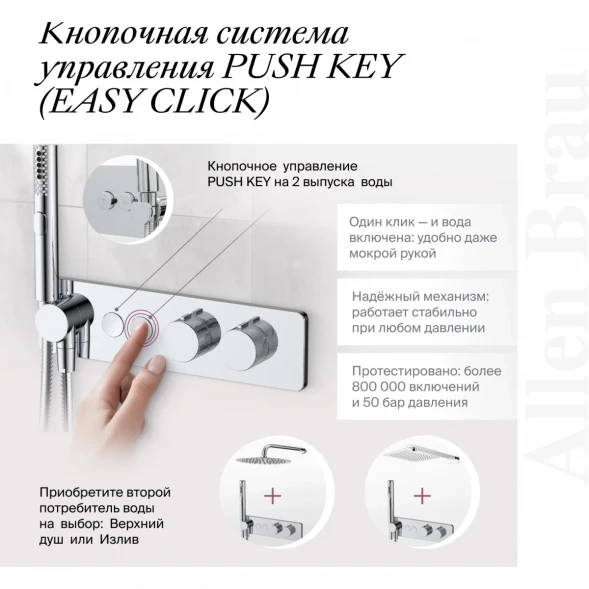Термостат для ванны Allen Brau Liberty 5.33010-00 встраиваемый, с душевым гарнитуром, хром