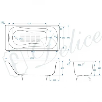Ванна чугунная Delice Haiti Luxe DLR230639-AS 180x80 см, с антискользящим покрытием, белый