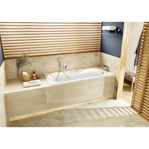 Ванна чугунная Roca Malibu SET/2309G000R/526803010/150412330 170x75 см, с ручками, антискользящим покрытием, белый