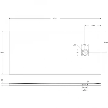 Душевой поддон BelBagno Uno TRAY-MR-UNO-AH-170/80-35-W-BO 170x80 см, из литьевого мрамора, прямоугольный, белый