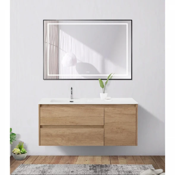 Зеркало BelBagno Kraft SPC-KRAFT-1200-800-LED-TCH-WARM-NERO 120x80 см, с LED-подсветкой, сенсорным выключателем, антизапотеванием, черный