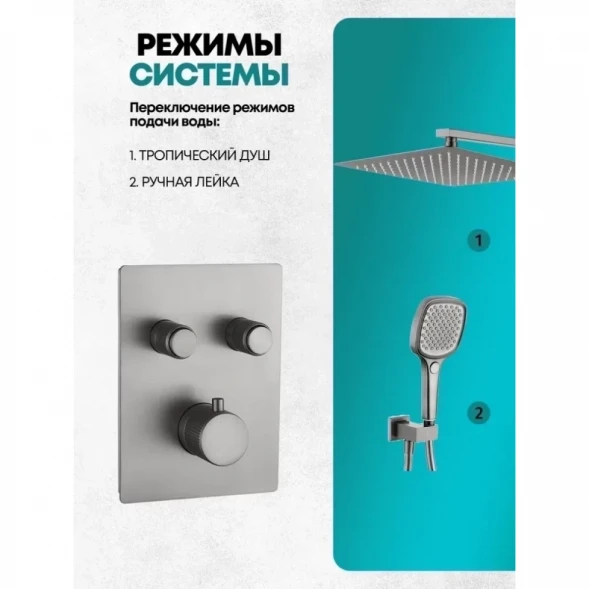Душевой комплект Grocenberg GB5040NK 300 мм, с термостатом, никель