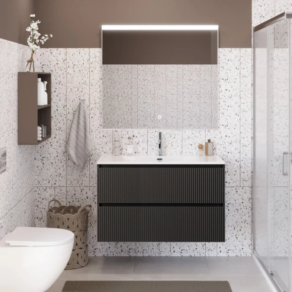 Тумба под раковину BelBagno Uno UNO-MINI-1000-2C-SO-GSO 100 см, подвесная, темно-серый матовый
