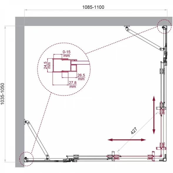 Душевой уголок BelBagno Luce LUCE-AH-22-110/105-C-Cr 110x105 см, профиль хром, стекло прозрачное