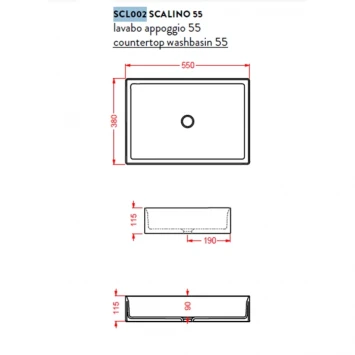 Раковина 55x38 см Artceram Scalino SCL002 16 00 blu zaffiro