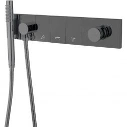 Смеситель для ванны Boheme Zodiac 132-SYS-SGM встраиваемый, с душевым гарнитуром, графит глянец