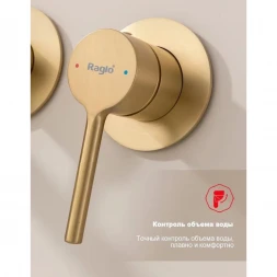 Смеситель для ванны Raglo R20.32.03 встраиваемый, с душевым гарнитуром, Золото матовый
