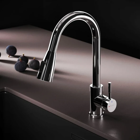 Смеситель для кухни AM.PM X-Joy S F85B07500 CoolStart, с выдвижным изливом, хром