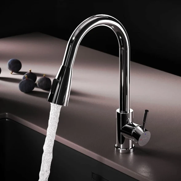 Смеситель для кухни AM.PM X-Joy S F85B07500 CoolStart, с выдвижным изливом, хром