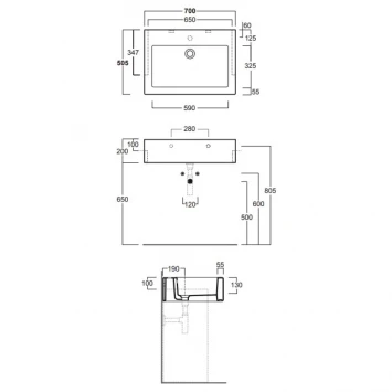 Раковина полувстраиваемая 70x50,5 см Simas Frozen FZ15bi*1