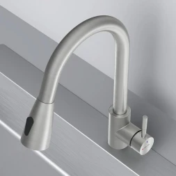 Смеситель для кухни AM.PM X-Joy S F85B07511 CoolStart, с выдвижным изливом, сатин