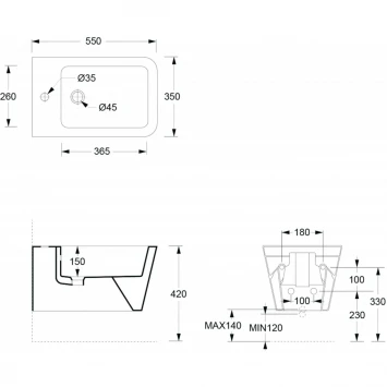 Биде подвесное Alice Hide Square 31220198 мирт глянец
