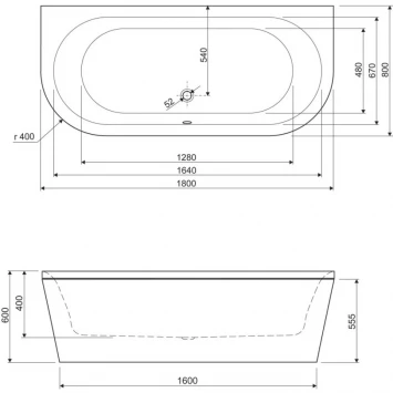 Акриловая ванна 180x80 см Cezares Metauro METAURO-wall-180-80-40-W37