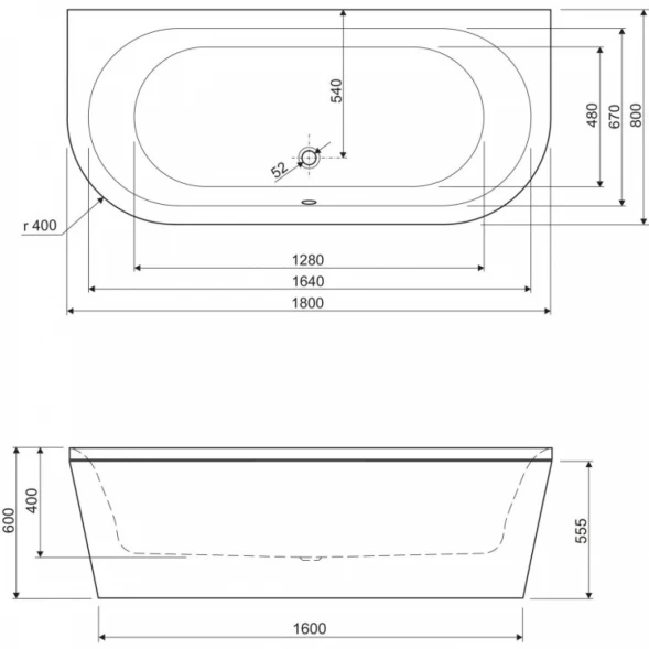 Акриловая ванна 180x80 см Cezares Metauro METAURO-wall-180-80-40-W37